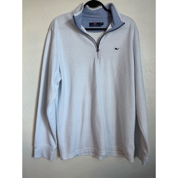 Vineyard Vines Other - Vineyard Vines Mens Martini Glass Print Quarter Zip Pullover Blue White Medium